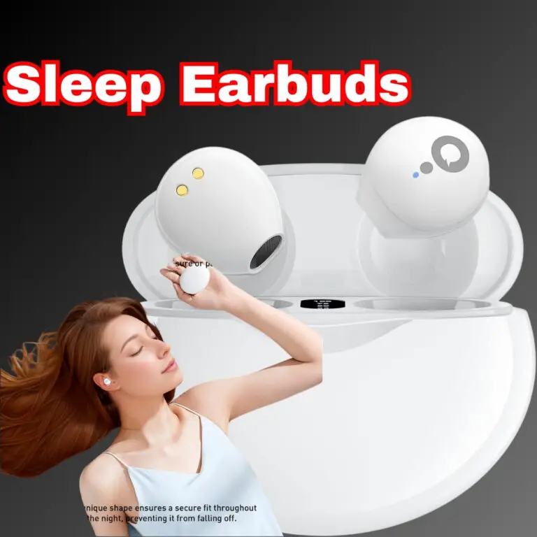 Wireless sleep earbuds for side sleepers, ultra-thin design, white color, noise-canceling technology