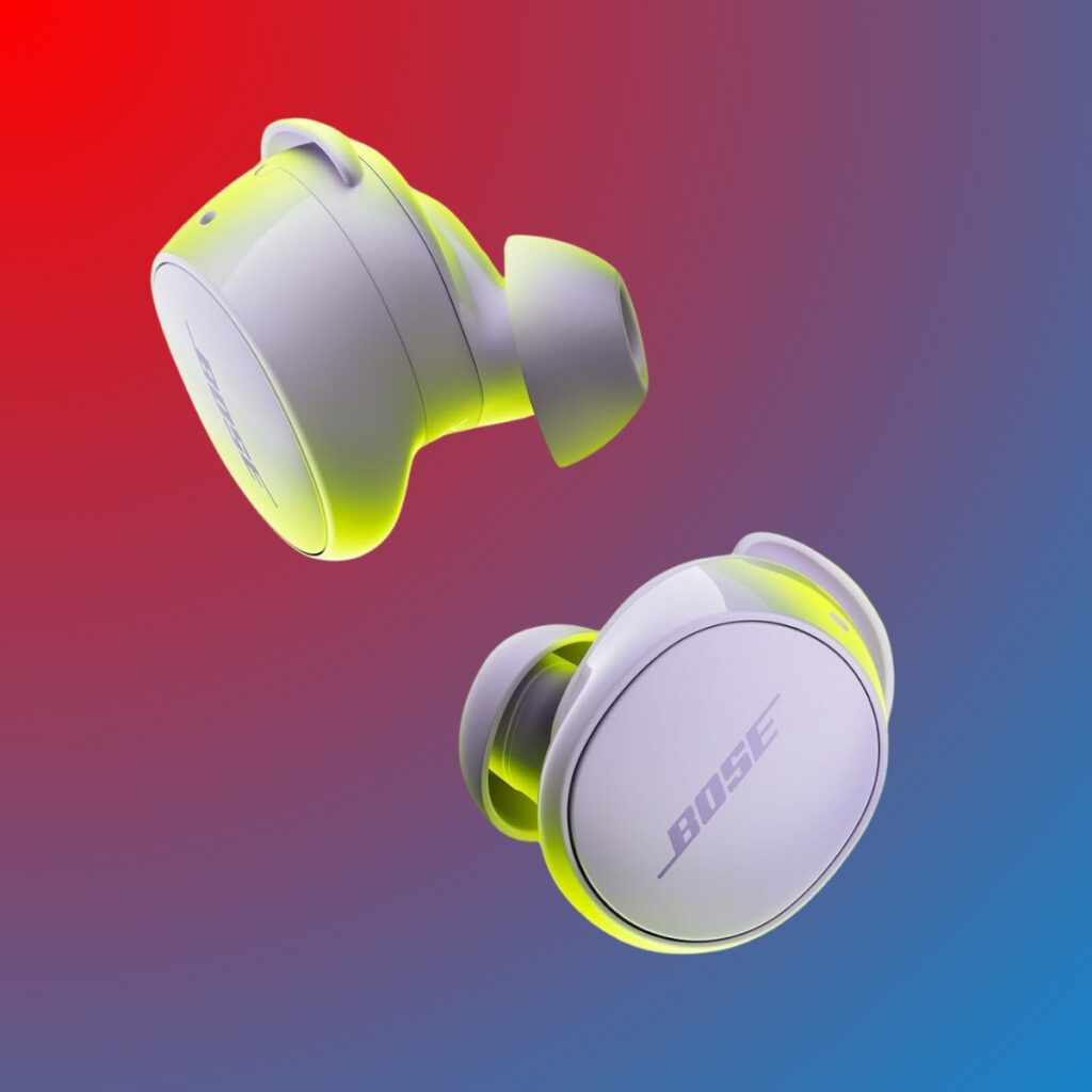 Bose New QuietComfort Wireless Noise Cancelling Earbuds in Chilled Lilac color, showcasing the sleek and stylish design