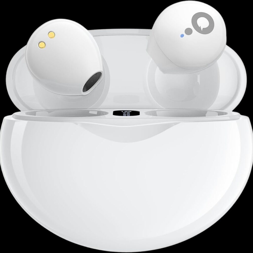 Wireless sleep earbuds for side sleepers, ultra-thin design, white color, noise-canceling technology