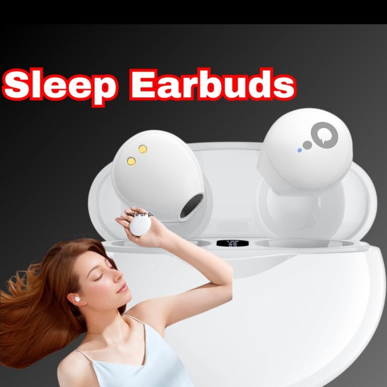 Wireless sleep earbuds for side sleepers, ultra-thin design, white color, noise-canceling technology